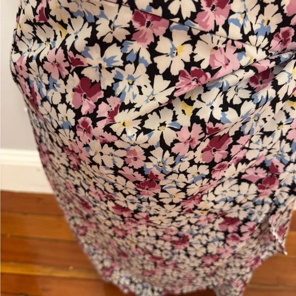 Loft Floral Blue and Purple White Floral Beach Resort Wrap Asymmetrical Skirt - Picture 3 of 8